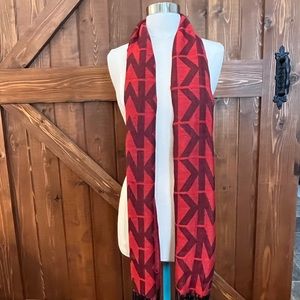 MK initials Red Scarf Pashmina and Silk